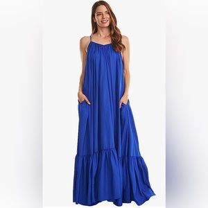 Tov Elegance A-Line Spaghetti Strap Flowy Maxi Dress